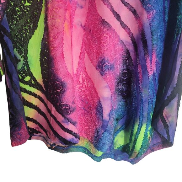 Creation Mixed Media Neon Tunic Top Women's Size Small Colorful Artsy Boho - Picture 4 of 12
